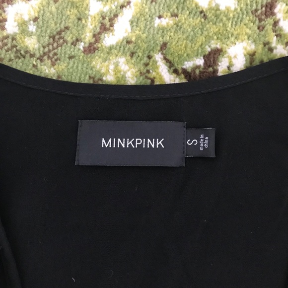 MINKPINK black peplum wrap blouse, S - Picture 3 of 7